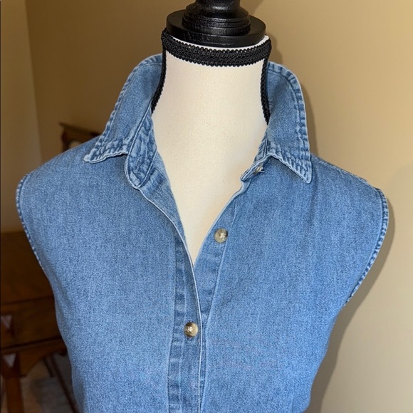 Ash Creek Trading Blue Fitted Button Down Shirt Notched Collar Western Women Top - Picture 3 of 10